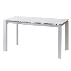 Bright White Marble керамічний стіл 102-142 см