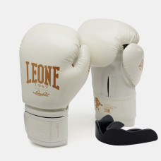 Боксерские перчатки Leone GN059W White/Gold 10 унций (капу в комплекте)