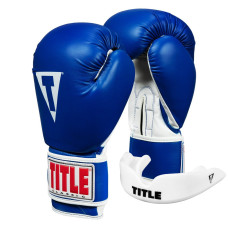 Боксерські рукавиці TITLE Classic Pro Style 3.0 Blue/White 14 oz (капа в комплекті)